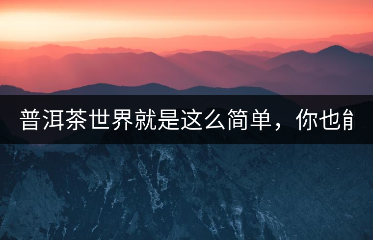 普洱茶世界就是這么簡(jiǎn)單，你也能懂！