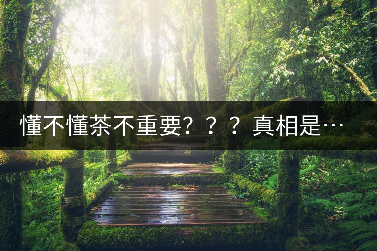 懂不懂茶不重要？？？真相是……