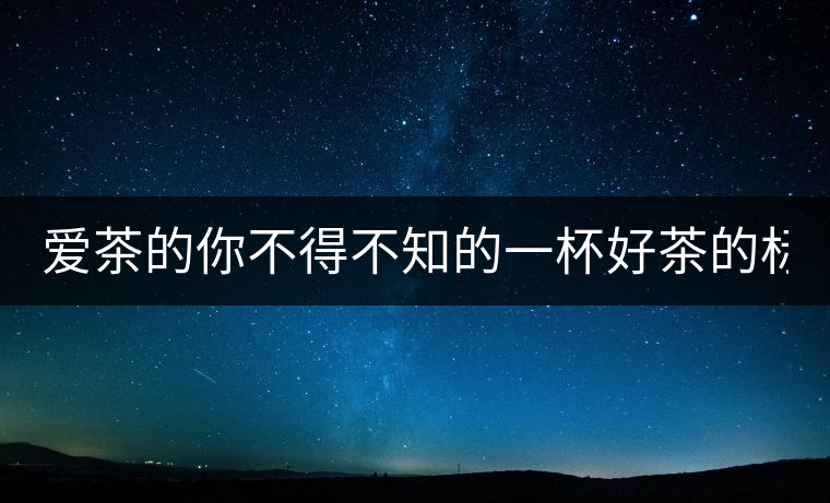 愛茶的你不得不知的一杯好茶的標準！